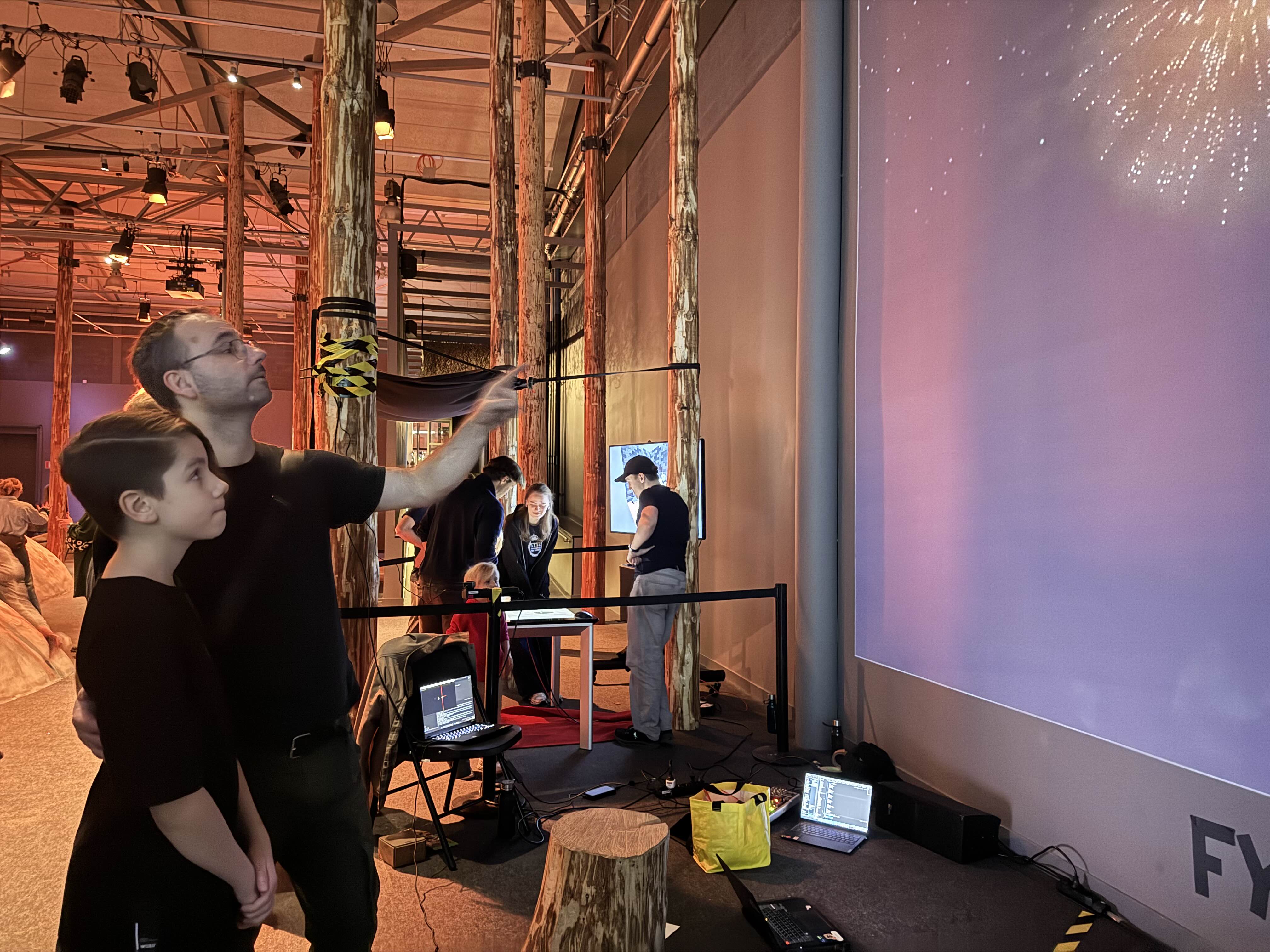 Fireworks on the projection screen