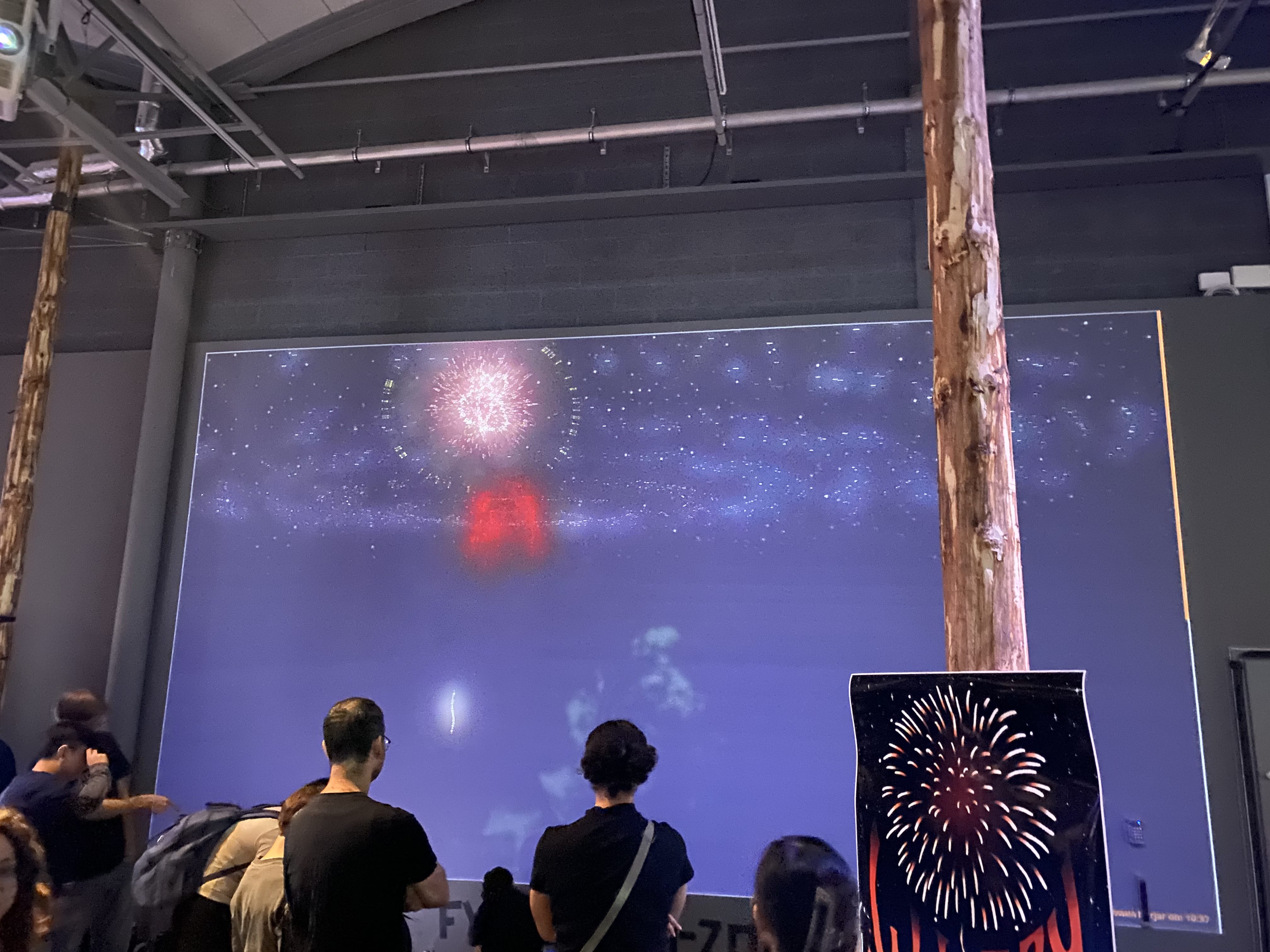Fireworks on the projection screen